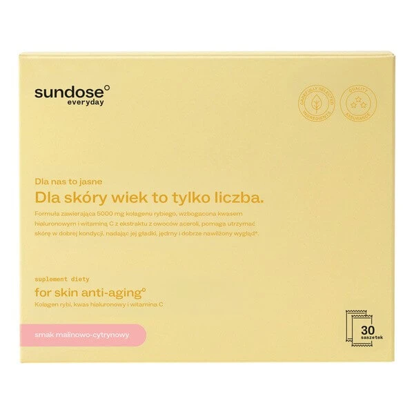Sundose Everyday For Skin Anti-Aging Hyaluronsäure und Vitamin C, Pulverbeutel, Himbeer- und Zitronengeschmack, 30 Stück
