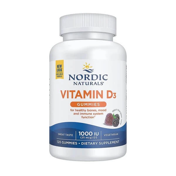 Nordic Naturals Vitamin D3 Gummies 1000 IU, Geleebonbons, Brombeergeschmack, 120 Stück