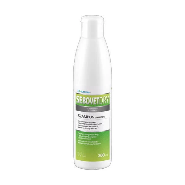 Sebovet Dry, dermatologisches Anti-Schuppen-Shampoo für Hunde und Katzen, 200 ml
