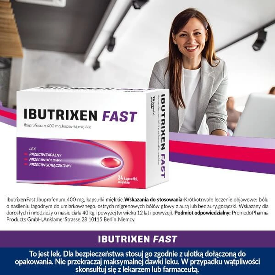 Ibutrixen Fast, 400 mg, capsule moi, 24 buc.