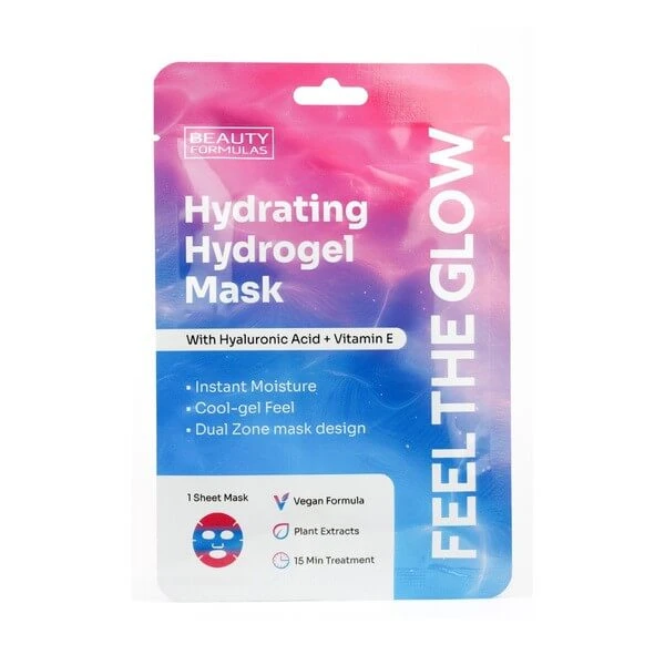 Beauty Formulas, Hydrogel-Feuchtigkeitsmaske mit Hyaluronsäure und Vitamin E, 1 Stk