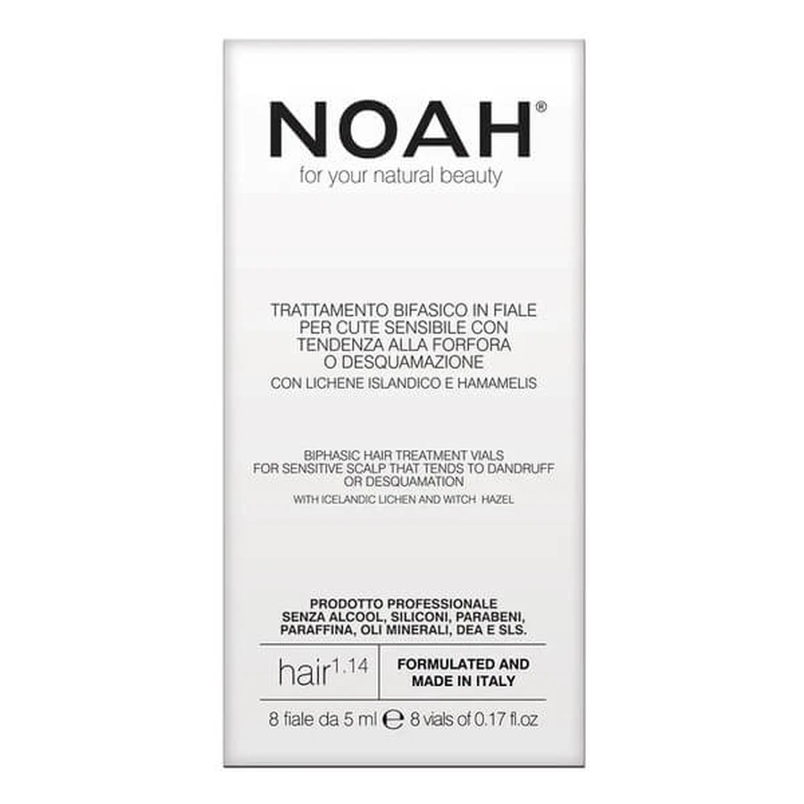 Noah, haarbehandeling voor gevoelige hoofdhuid met neiging tot roos met IJslands korstmos en toverhazelaar, 8 x 5 ml