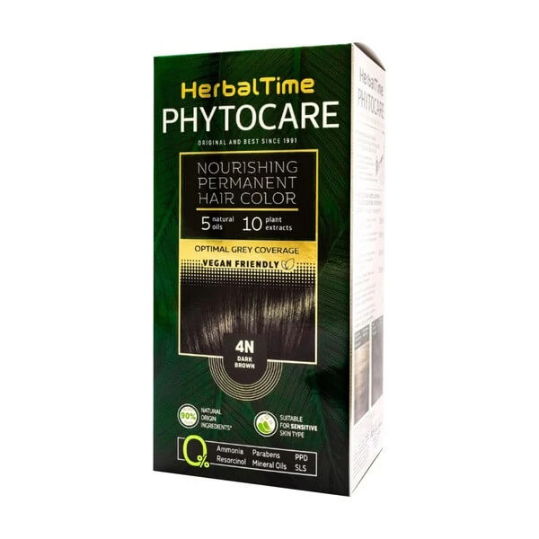 Herbal Time Phytocare, Haarfärbemittel 4N, dunkelbraun, 130 ml
