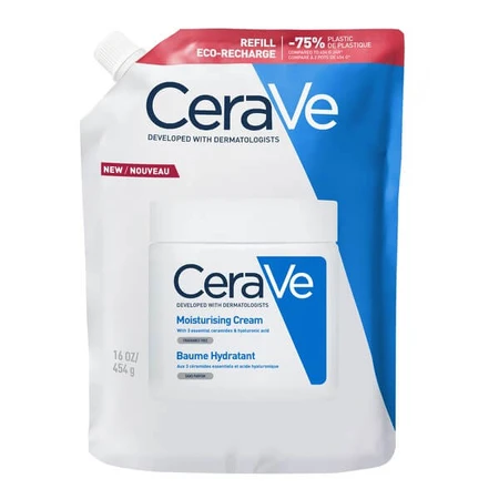 Zestaw CeraVe, nawilżający balsam do twarzy i ciała z ceramidami do skóry suchej i bardzo suchej, 454 g + opakowanie uzupełniające refill, 454 g: ceny i cechy