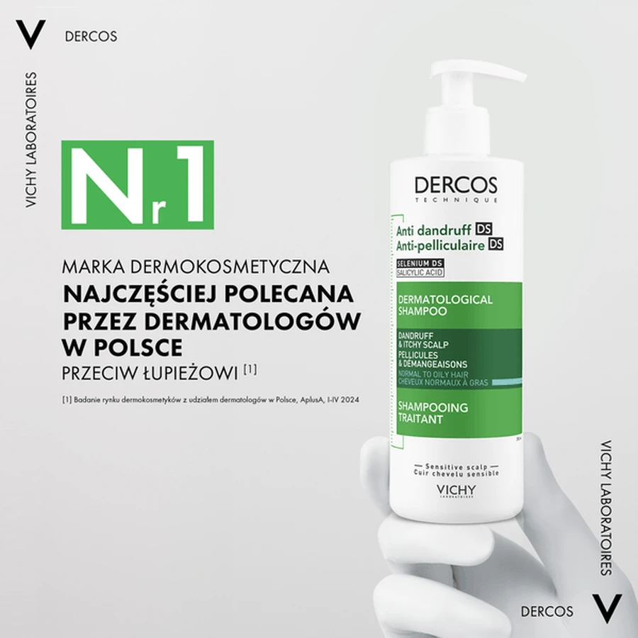 Zestaw Vichy Dercos DS, szampon przeciwłupieżowy, włosy normalne i przetłuszczające się, 390 ml + opakowanie uzupełniające, 390 ml: ceny i cechy