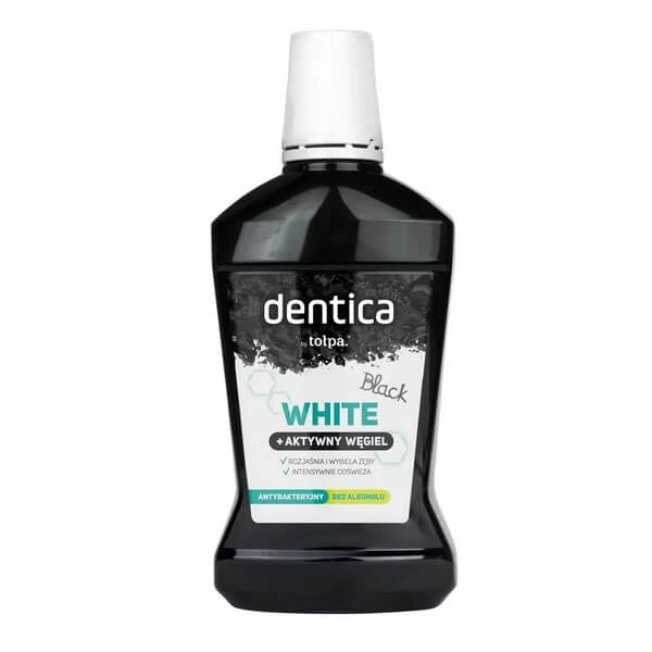 Dentica by Tolpa Black White, aufhellende Mundspülung mit Aktivkohle, 500 ml