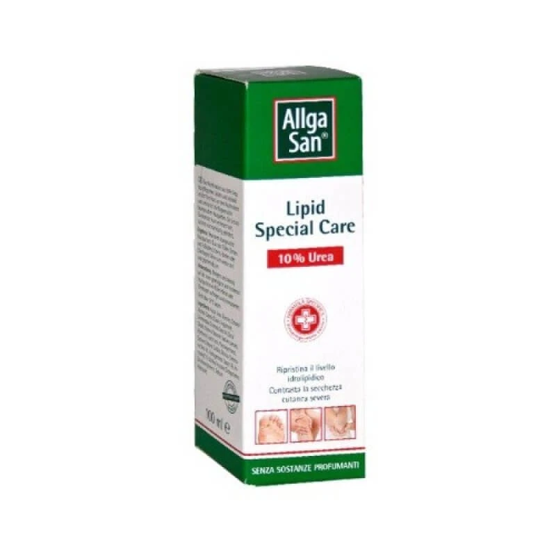 Allga San Lipid Spezialpflege 10% Urea Behandlung Füße trockene Haut 100ml