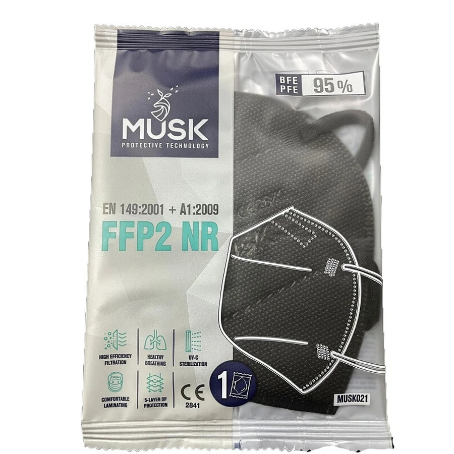 MASCARILLA FFP2 BLACK MUSK 10UDS