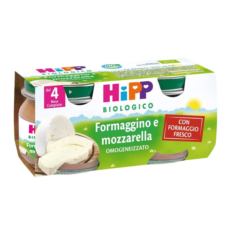 HiPP Omogeneizzato Bio Formaggino e Mozzarella 2x80g