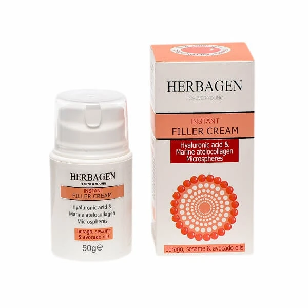 Hyaluronsäure und Kollagen Mikrokügelchen Creme, Filler Instant, 50g, Herbagen