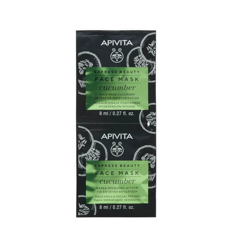 Apivita Masque Visage Hydratation Intense Concombre 2x8ml