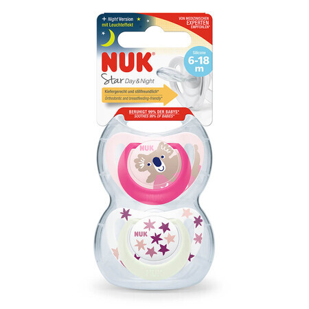 Chupete de silicona M2 Star Day&amp;Night, 2 piezas, 6-18 meses, Nuk