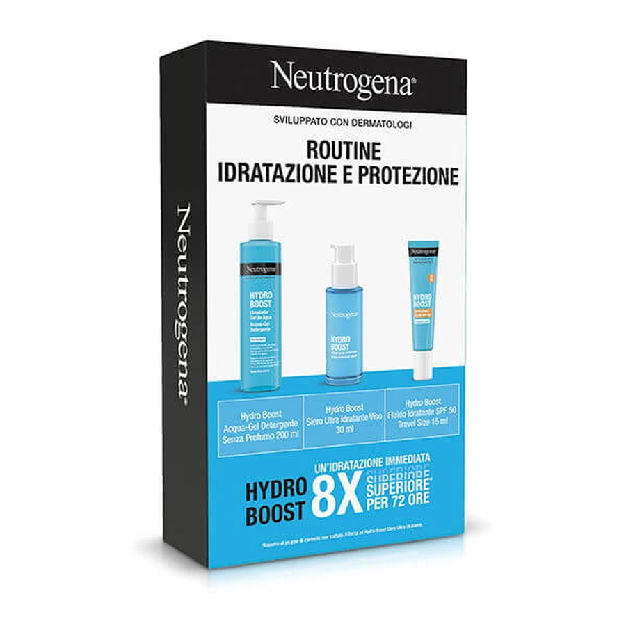 Neutrogena Hydro Boost - Pachet de curățare 200ml + Ser 30ml + Fluid SPF0 15ml
