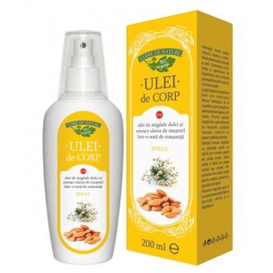 Ulei de corp cu migdale dulci, musetel si note de romanita 200 ml, spray, Verre de Nature