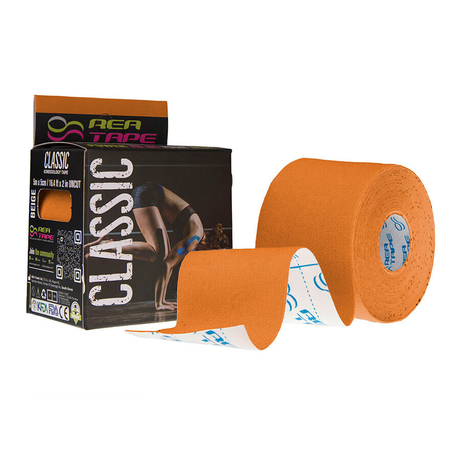 Premium kinesiology tape orange, 5cm x 5m, REA Tape