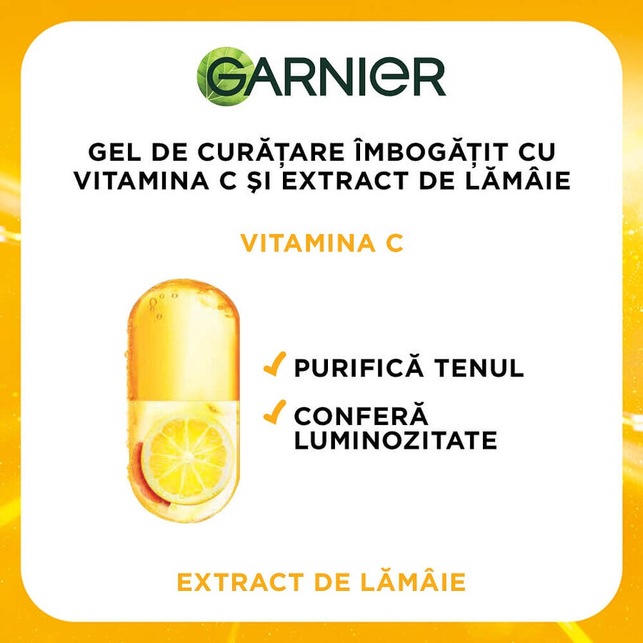 Gel nettoyant enrichi à la vitamine C et à l'extrait de citron Skin Naturals, 200 ml, Garnier