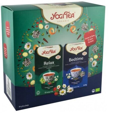 Bio-Beruhigungstee + Bio-Abendtee Packung, 17 Beutel + 17 Beutel, Yogi Tea