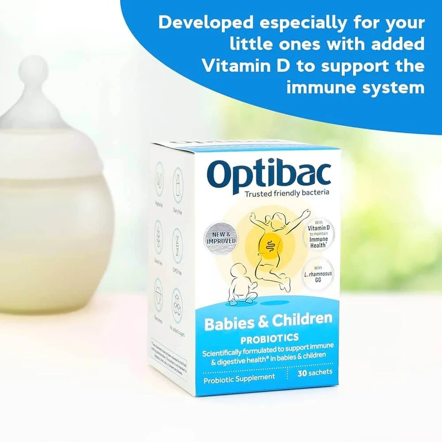 Probiótico para niños y bebés, 10 sobres, Optibac