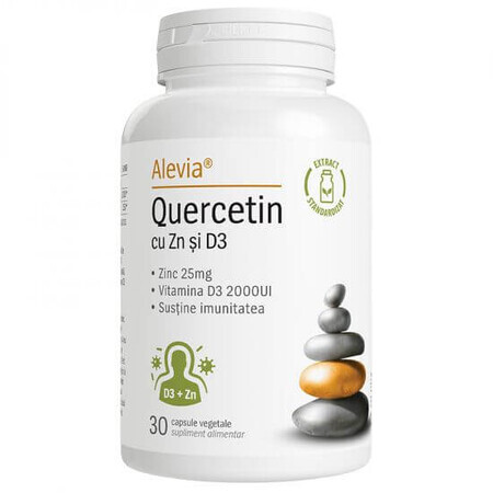 Quercetin mit Zn und Vitamin D3, 30 vegetarische Kapseln, Alevia