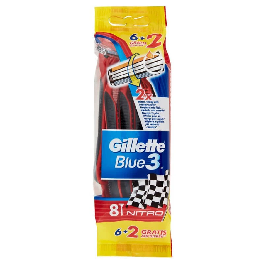 Blue3 Nitro Usa&amp;Getta Gillette 6 Pezzi +2 Gratis