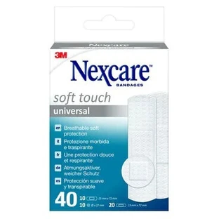 Bereide pleister 3m Nexcare Soft N0540as Assortiment 3 maten 20 pleisters 19x72mm + 10 pleisters 25x72mm + 10 ronde pleisters 22,5mm