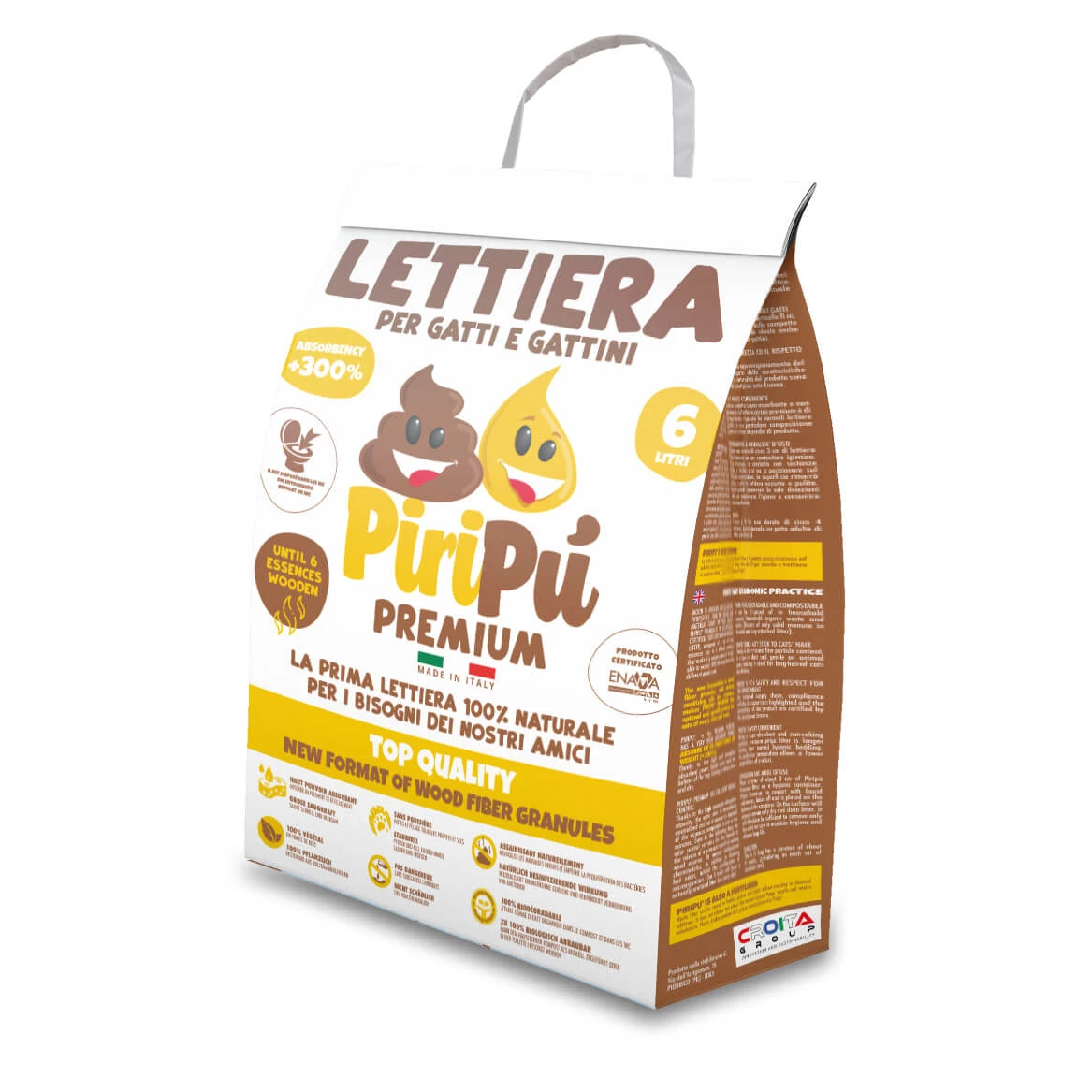 PIRIPU' PREMIUM-KATZENSTREU 100% NATÜRLICH 6 LT