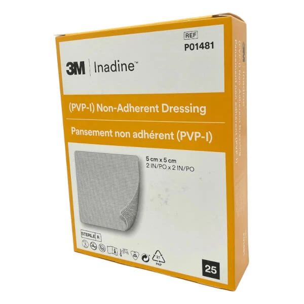 Inadine nicht haftender antiseptischer Verband 5x5cm 25 Stück