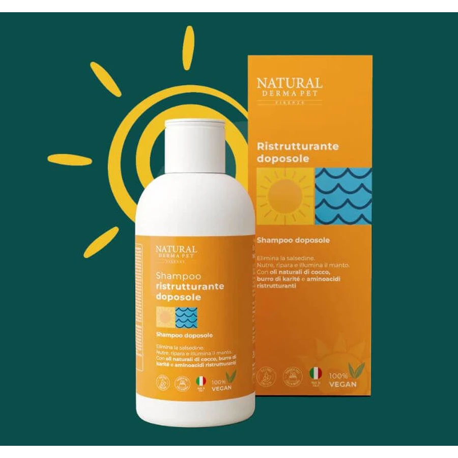 NATURAL DERMA PET DOG SHAMPOOING RESTRUCTURANT APRÈS SOLEIL 200 ML
