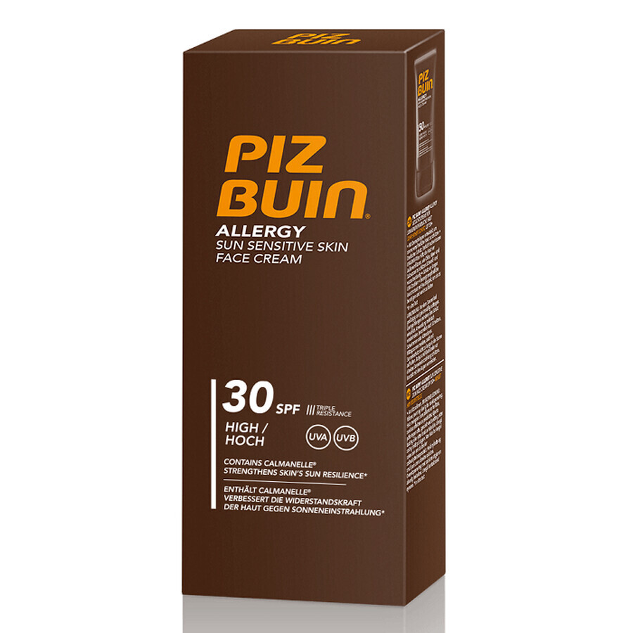 Cremă de față cu protecție solară pentru piele sensibilă SPF 30 Allergy, 50 ml, Piz Buin