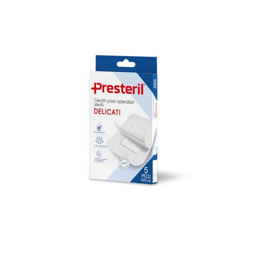 PRESTERIL Plasturi post-operatorii blânzi 8x10cm - 5 bucăți