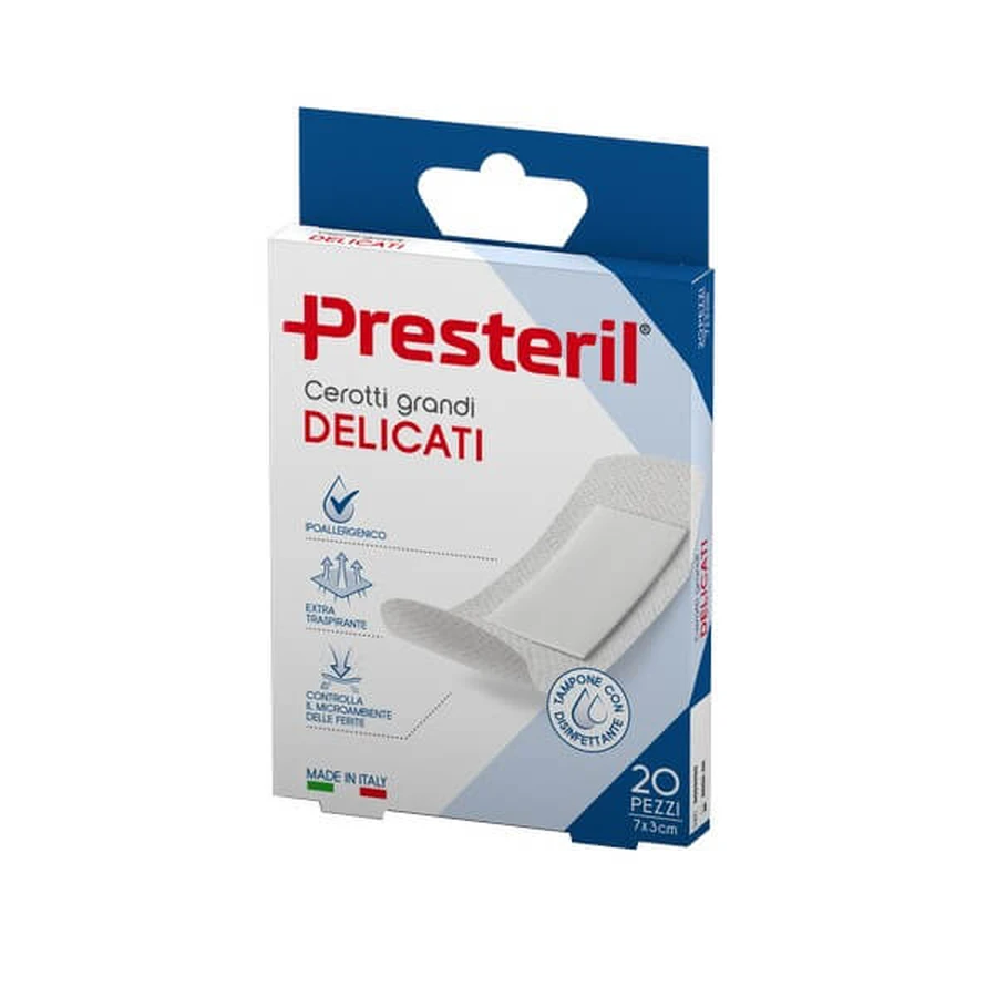 PRESTERIL Plâtres délicats grand 7x3 cm - 20 pièces