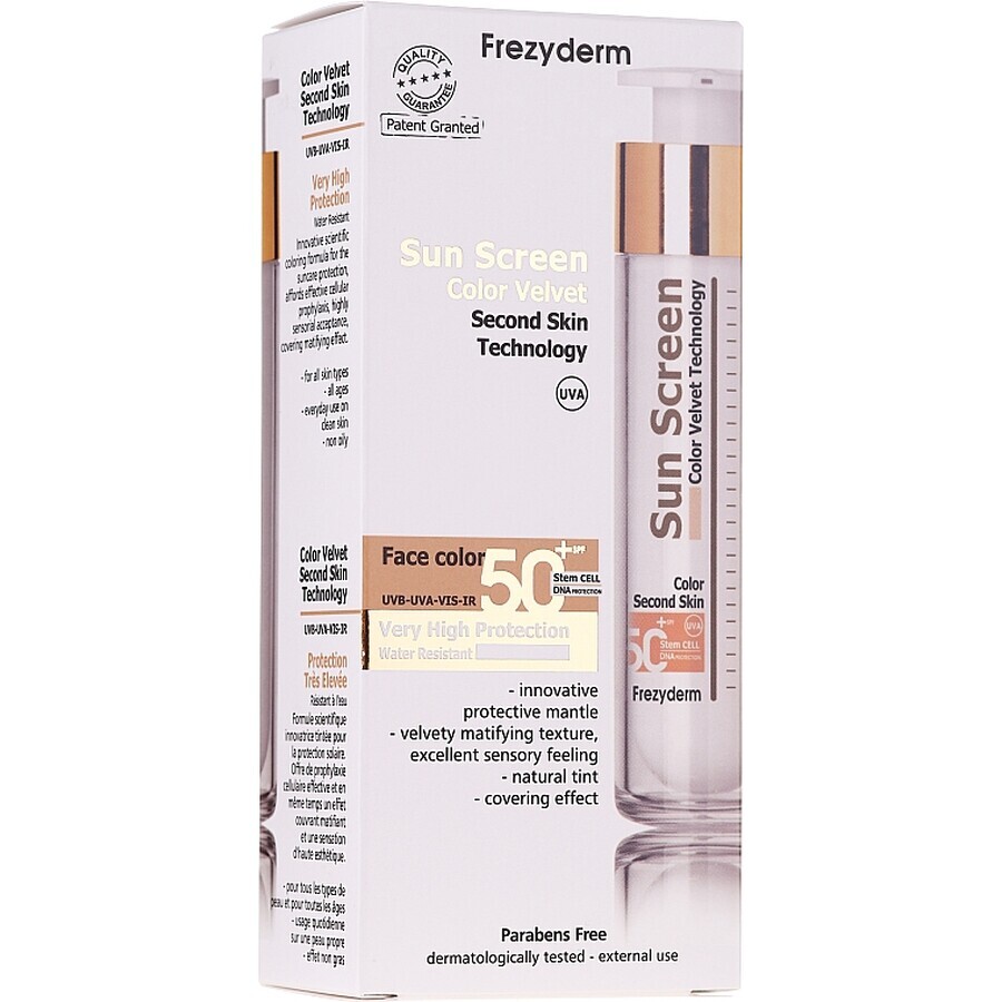 Sonnenschutz-Gesichtscreme SPF 50+ Sonnenschutz Color Velvet, 50 ml, Frezyderm