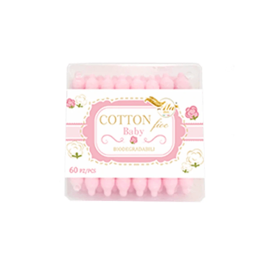Baby Cotton Sticks 60 Pieces Pink