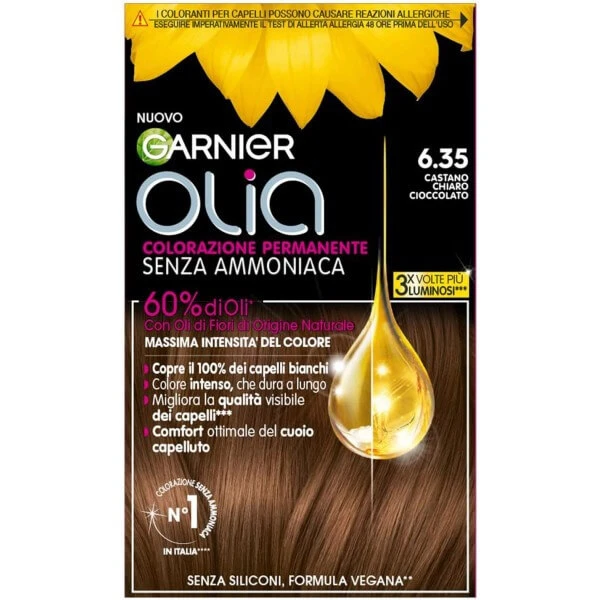 GARNIER OLIA PERMANENTE FÄRBUNG 6.35 HELL SCHOKOLADENBRAUN