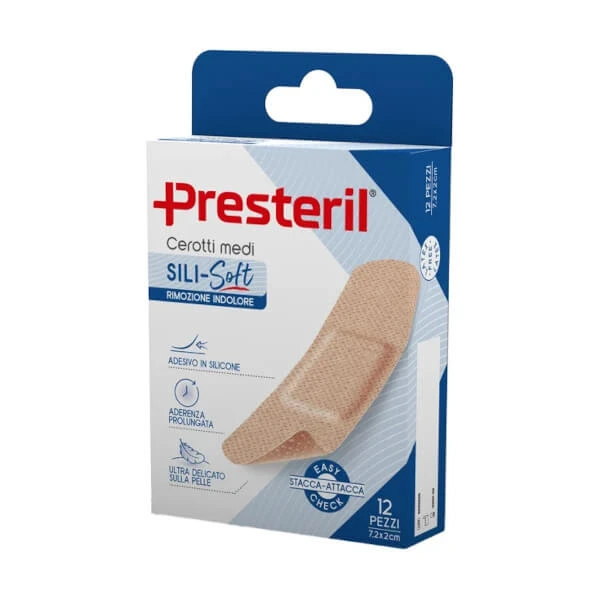 PRESTERIL Sili-Soft Hautpflaster 7,2x2 cm - 12 Stück