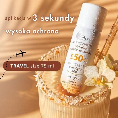 AVA Invisible Ultra-light Mist, brume protectrice, SPF50+, 75 ml.