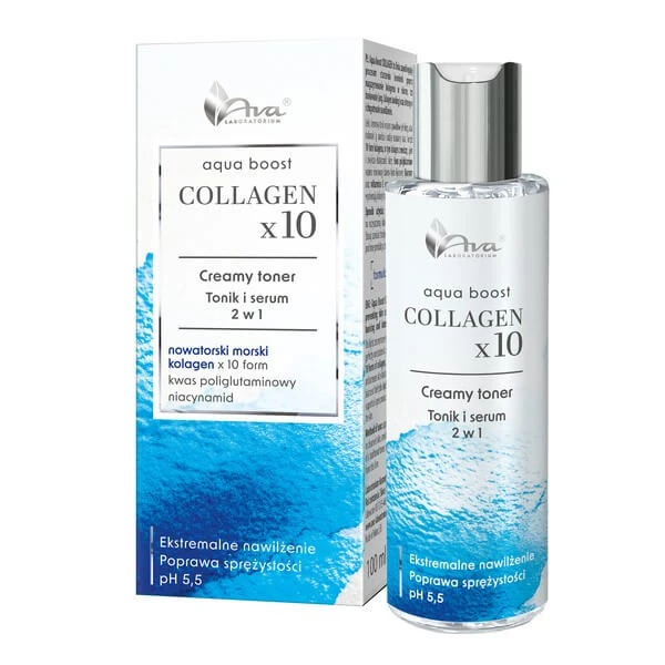 Ava Aqua Boost Collagen Cremig, Tonikum und Serum 2-in-1, 100 ml