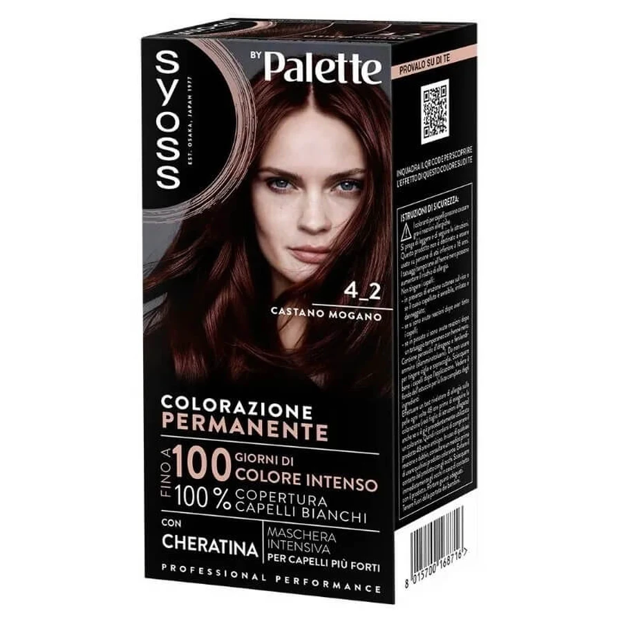 Paletă Syoss - colorare permanentă 4-2 maro mahon