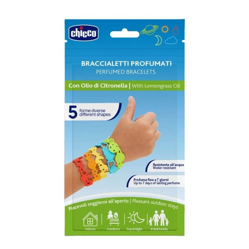 Chicco 5 Silikonarmbänder mit Zitronengras-Duft