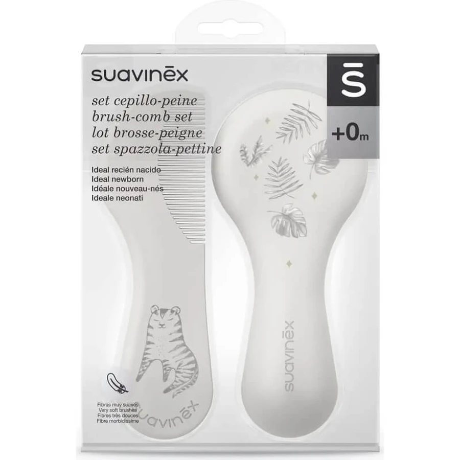 Set perie și pieptene Suavinex alb