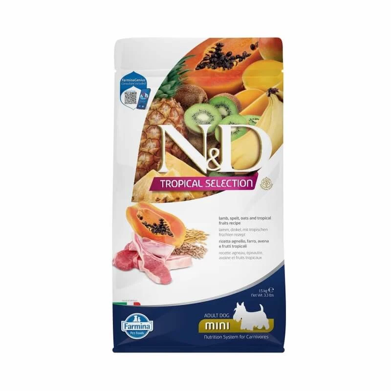 Farmina N&d tropical selection mini dog lamb and tropical fruits - Alleinfuttermittel für ausgewachsene Hunde mini Größe 1,5 kg