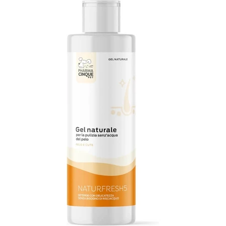 Pharma5pet Naturfresh5 - gel natural para la limpieza sin agua del pelo de perros y gatos 200 ml