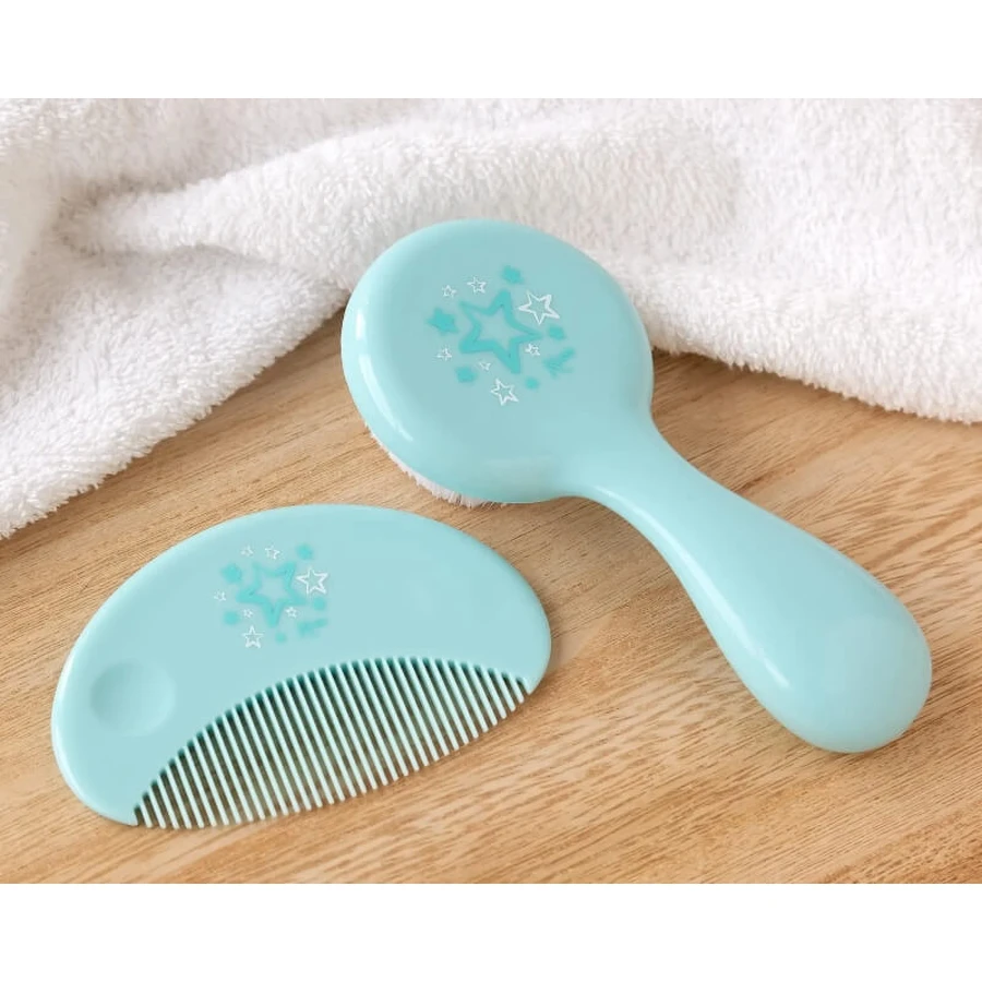 Set pieptene și perie Kiokids - albastru deschis