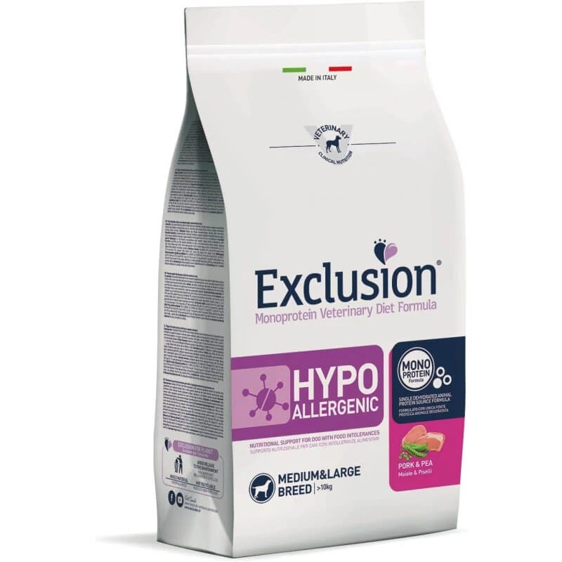Exclusion Diet hypoallergenes Schweinefleisch und Erbsen - Alleinfuttermittel für erwachsene intolerante Hunde m/l 2 kg