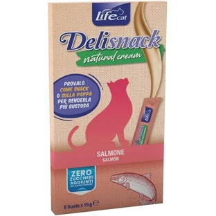 Life natural cat deli snack crème de saumon naturelle - nourriture complémentaire pour chats 6 x 15 g