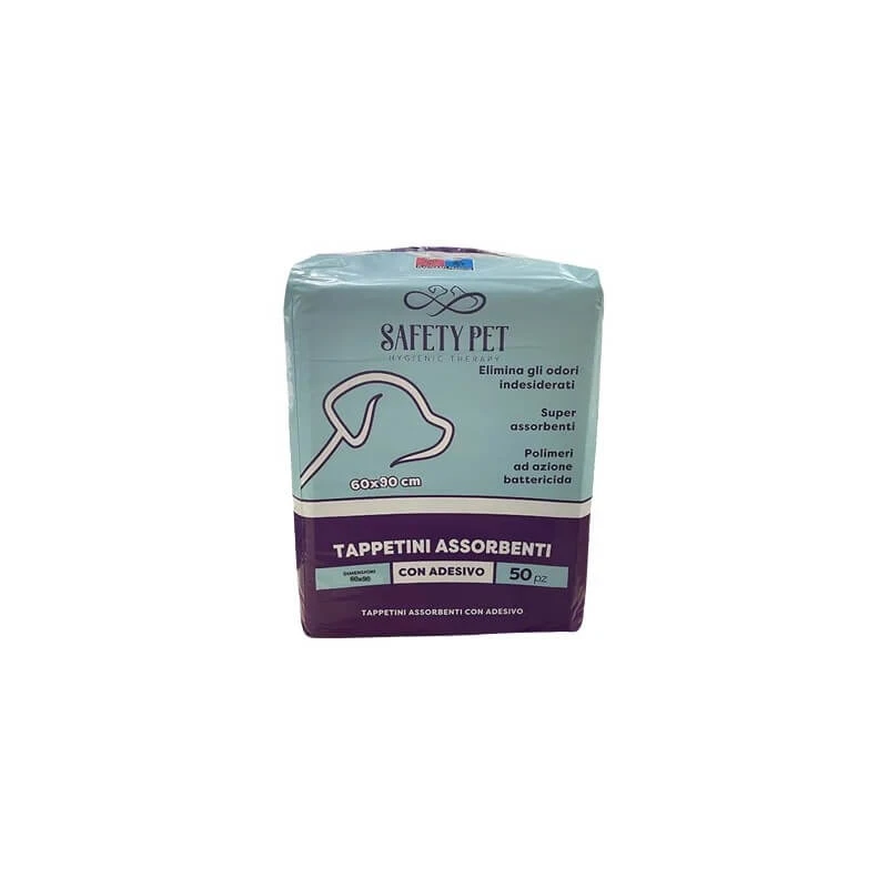 Safety pet 50 saugfähige Matten mit Lockstoff, Anti-Geruch und Klebestreifen 60 x 90 cm