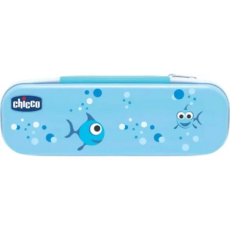 Chicco set igiene orale azzurro astuccio con spazzolino + dentifricio fragola 12m+