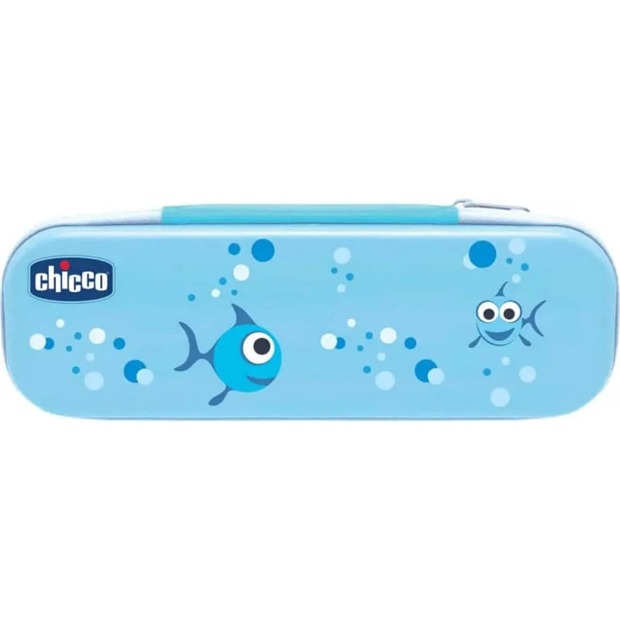 Chicco set igiene orale azzurro astuccio con spazzolino + dentifricio fragola 12m+