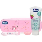 Chicco set igiene orale azzurro astuccio con spazzolino + dentifricio fragola 12m+