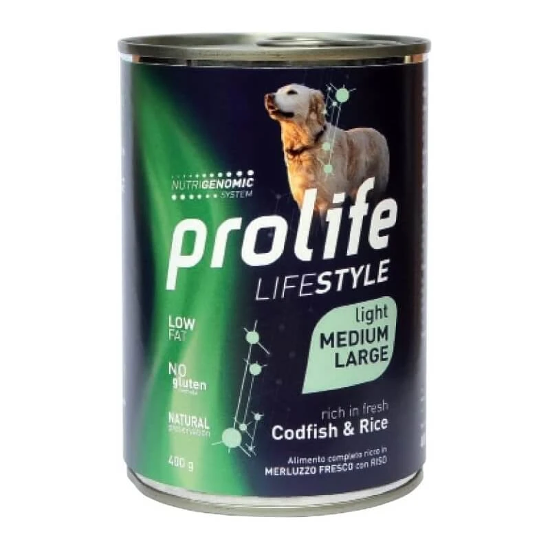 Prolife Lifestyle adult light cod & rice - Alleinfuttermittel für erwachsene leichte m/l Hunde 400 gr